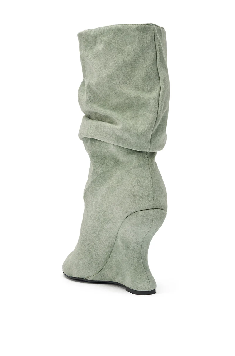 AZALEA WANG MARIN SAGE FAUX SUEDE WEDGE BOOTIE - Image 7