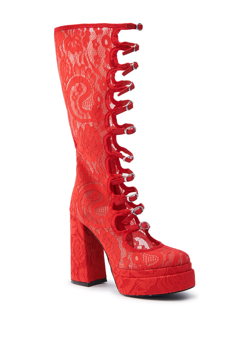 AZALEA WANG MARRIGOLD BOOT IN RED LACE - Image 5