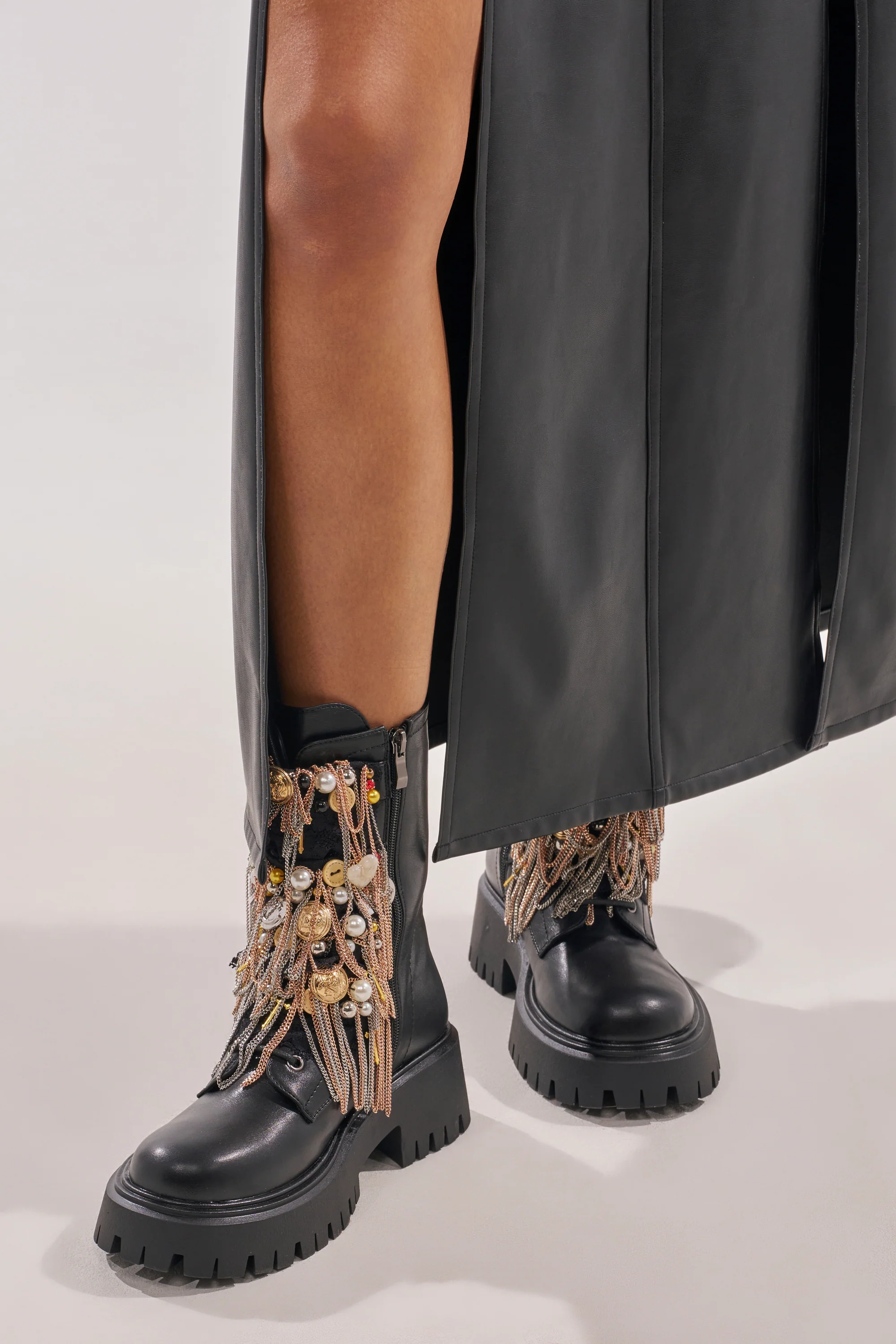 AZALEA WANG MEGUMI BLACK METAL HARDWARE COMBAT BOOTIE - Image 3