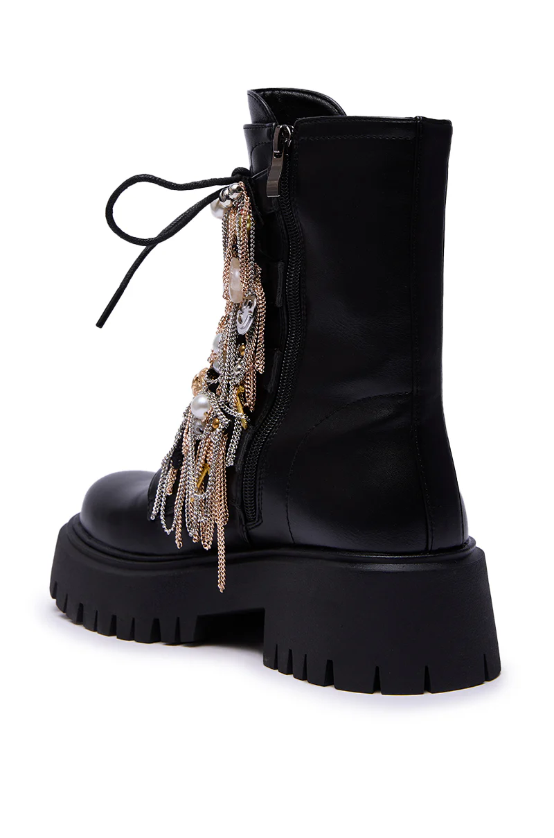 AZALEA WANG MEGUMI BLACK METAL HARDWARE COMBAT BOOTIE - Image 8