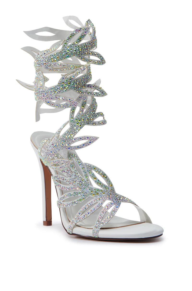 AZALEA WANG MEIER WHITE EMBELLISHED STILETTO SANDAL - Image 5