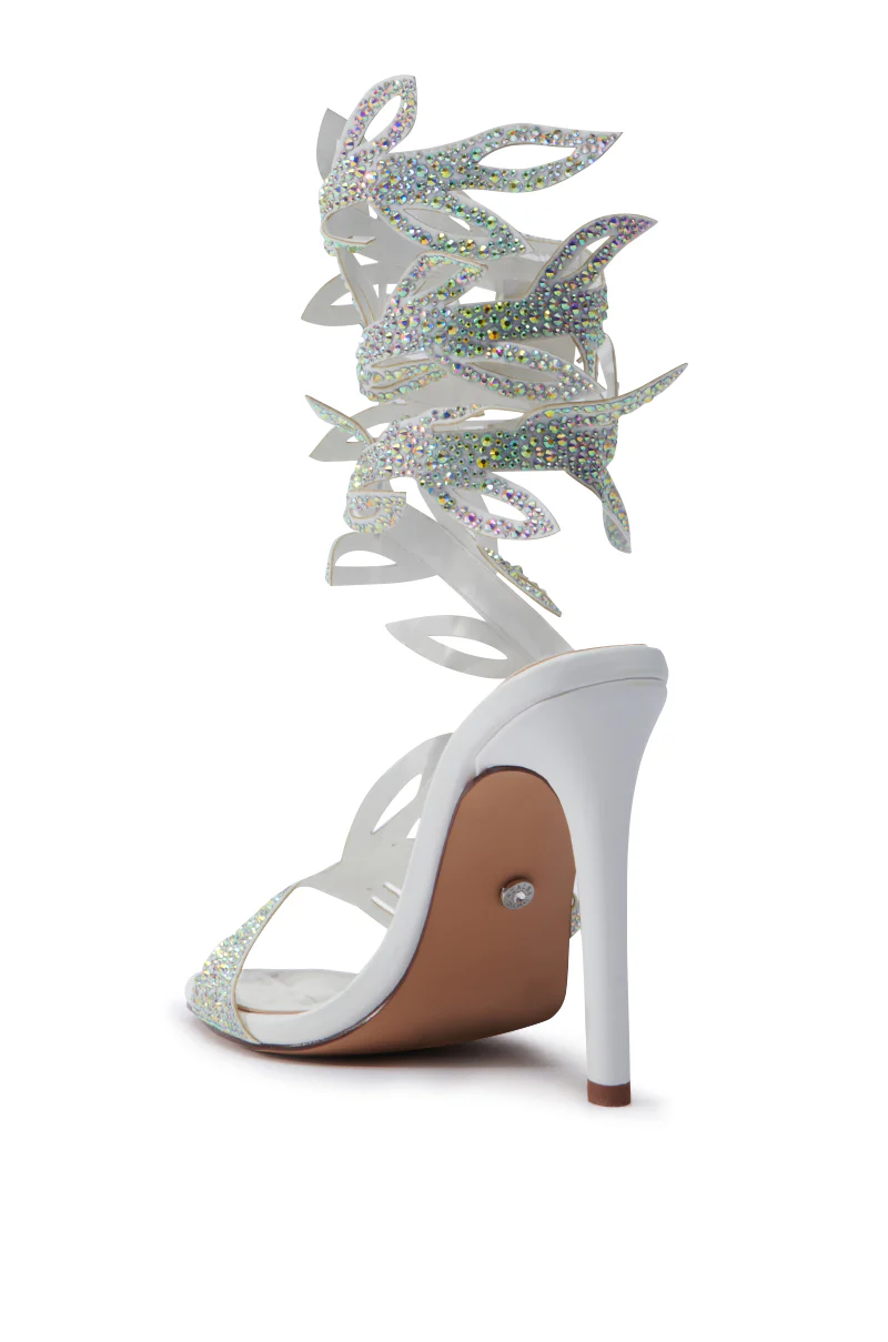 AZALEA WANG MEIER WHITE EMBELLISHED STILETTO SANDAL - Image 6