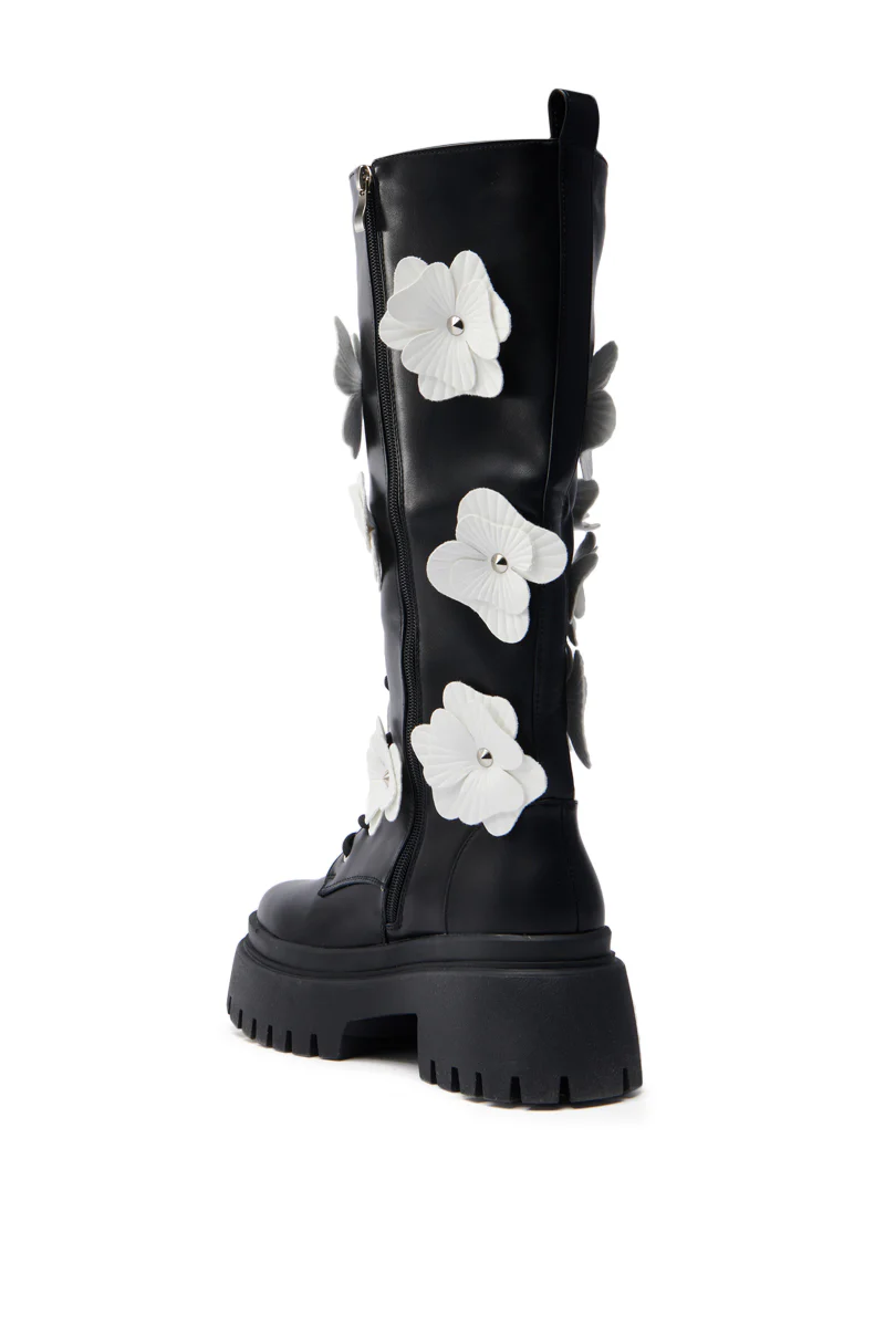 AZALEA WANG MIRABELLA BLACK FLORAL EMBELLISHED BOOT - Image 7
