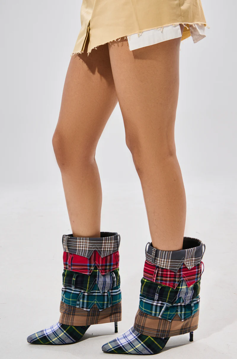 AZALEA WANG MOORE GREEN MULTI SHIRT DETAIL BOOTIE - Image 2