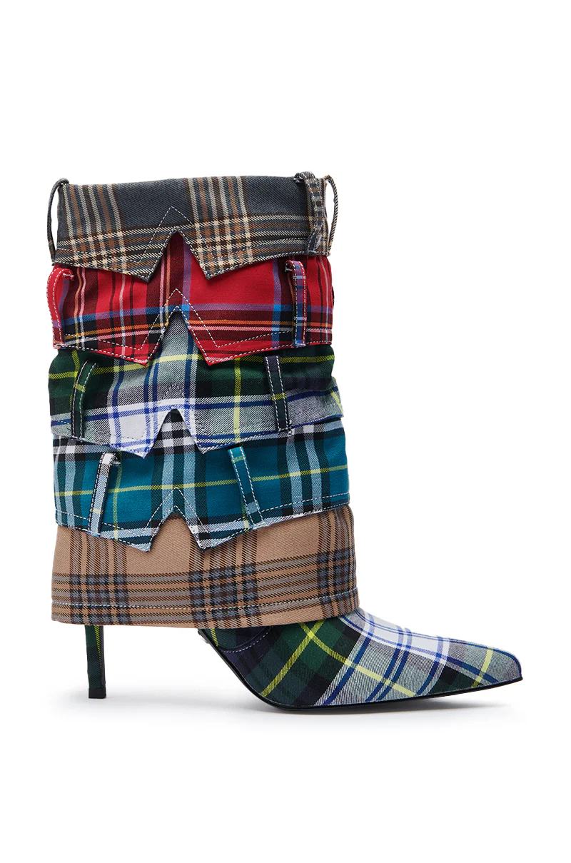 AZALEA WANG MOORE GREEN MULTI SHIRT DETAIL BOOTIE - Image 4