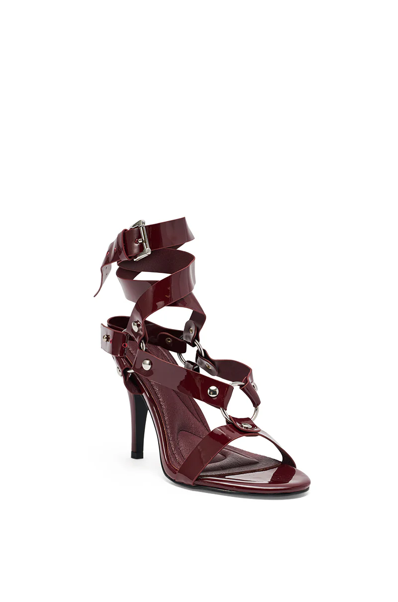 AZALEA WANG MORGANNA BURGUNDY PATENT SEXY STILETTO SANDAL - Image 6