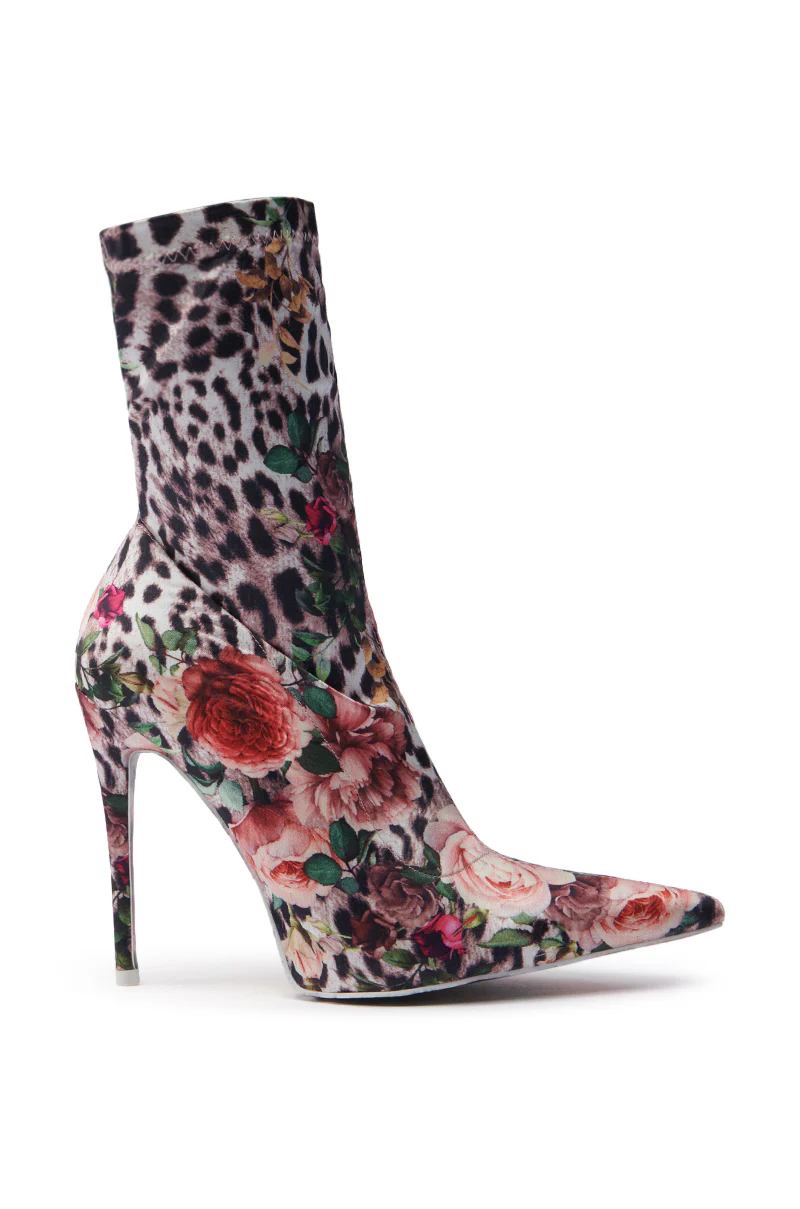 AZALEA WANG NARCISSUS MULTI FLORAL AND LEOPARD BOOTIE - Image 3