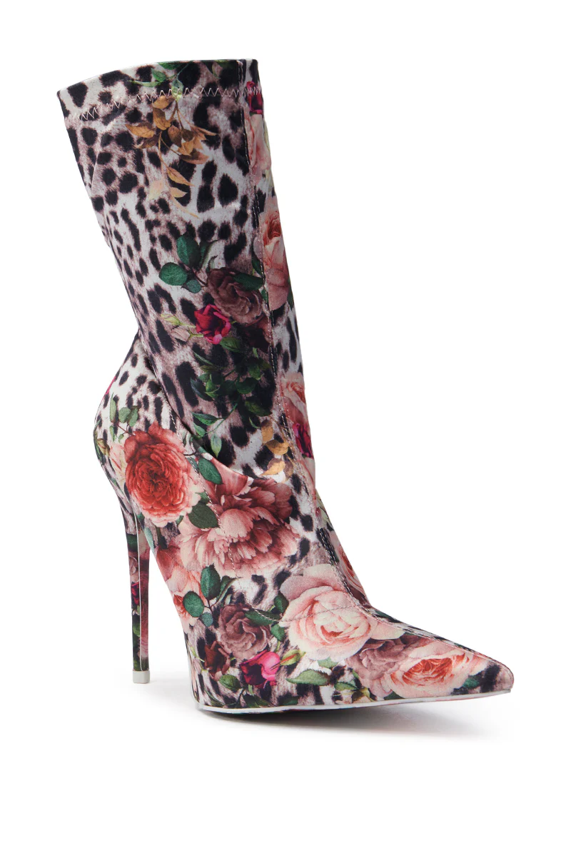 AZALEA WANG NARCISSUS MULTI FLORAL AND LEOPARD BOOTIE - Image 4