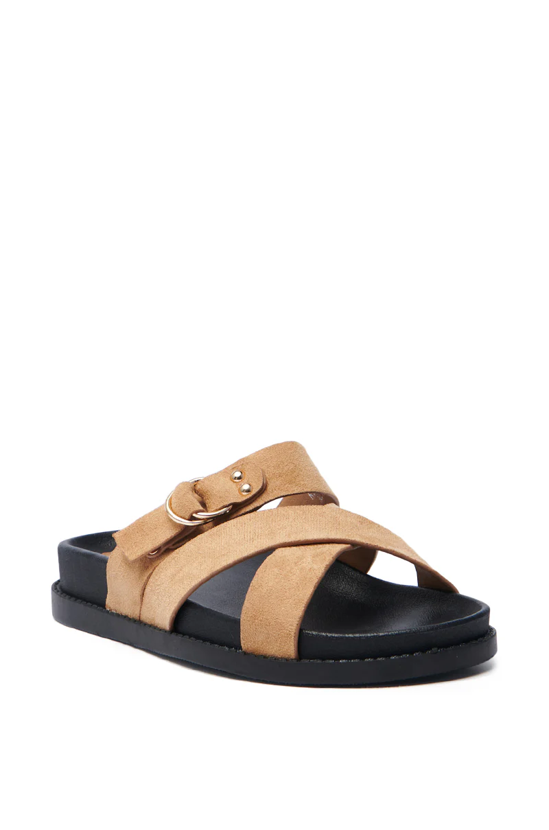 AZALEA WANG NESSAROSE TAN FAUX SUEDE SANDAL - Image 3