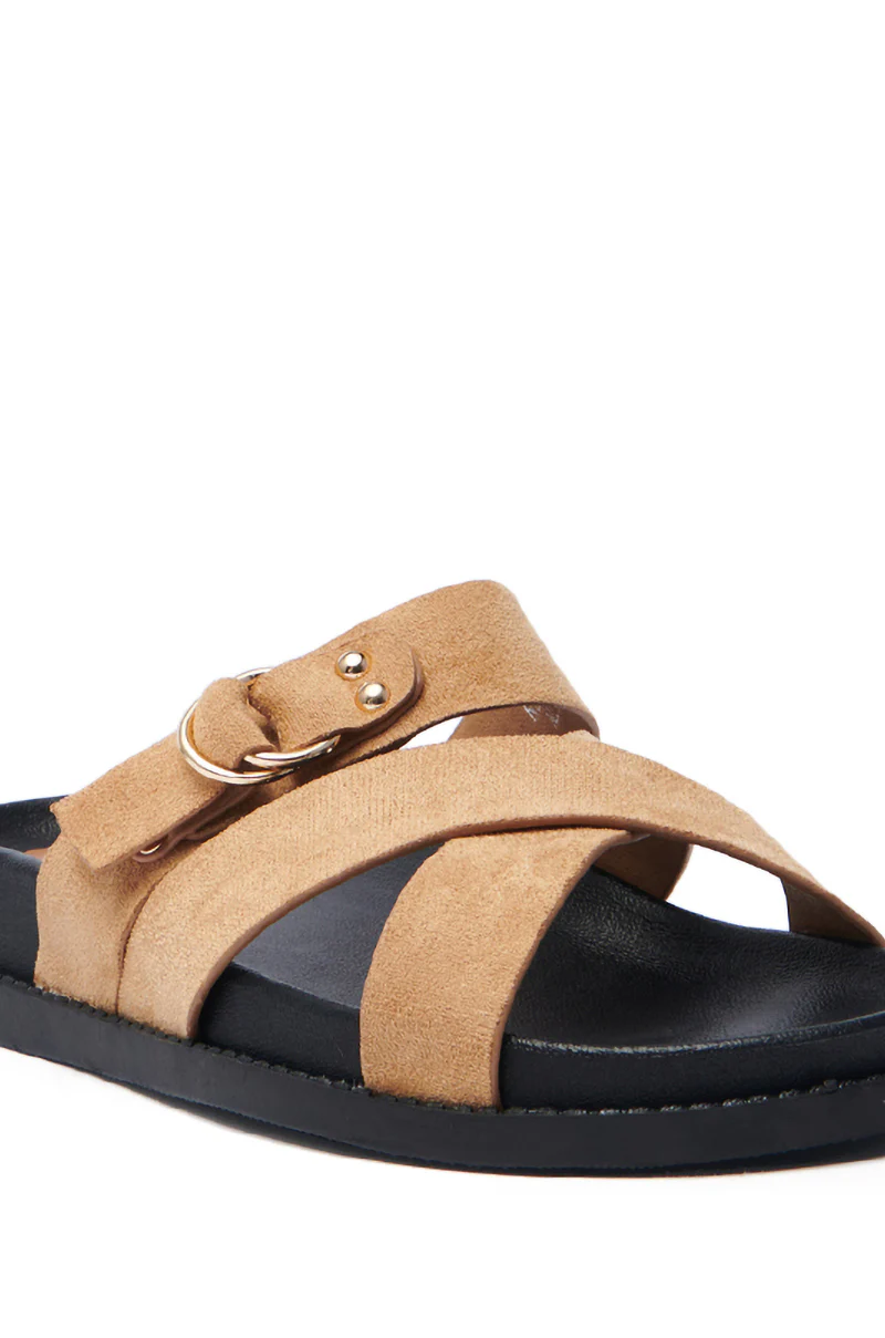 AZALEA WANG NESSAROSE TAN FAUX SUEDE SANDAL - Image 5