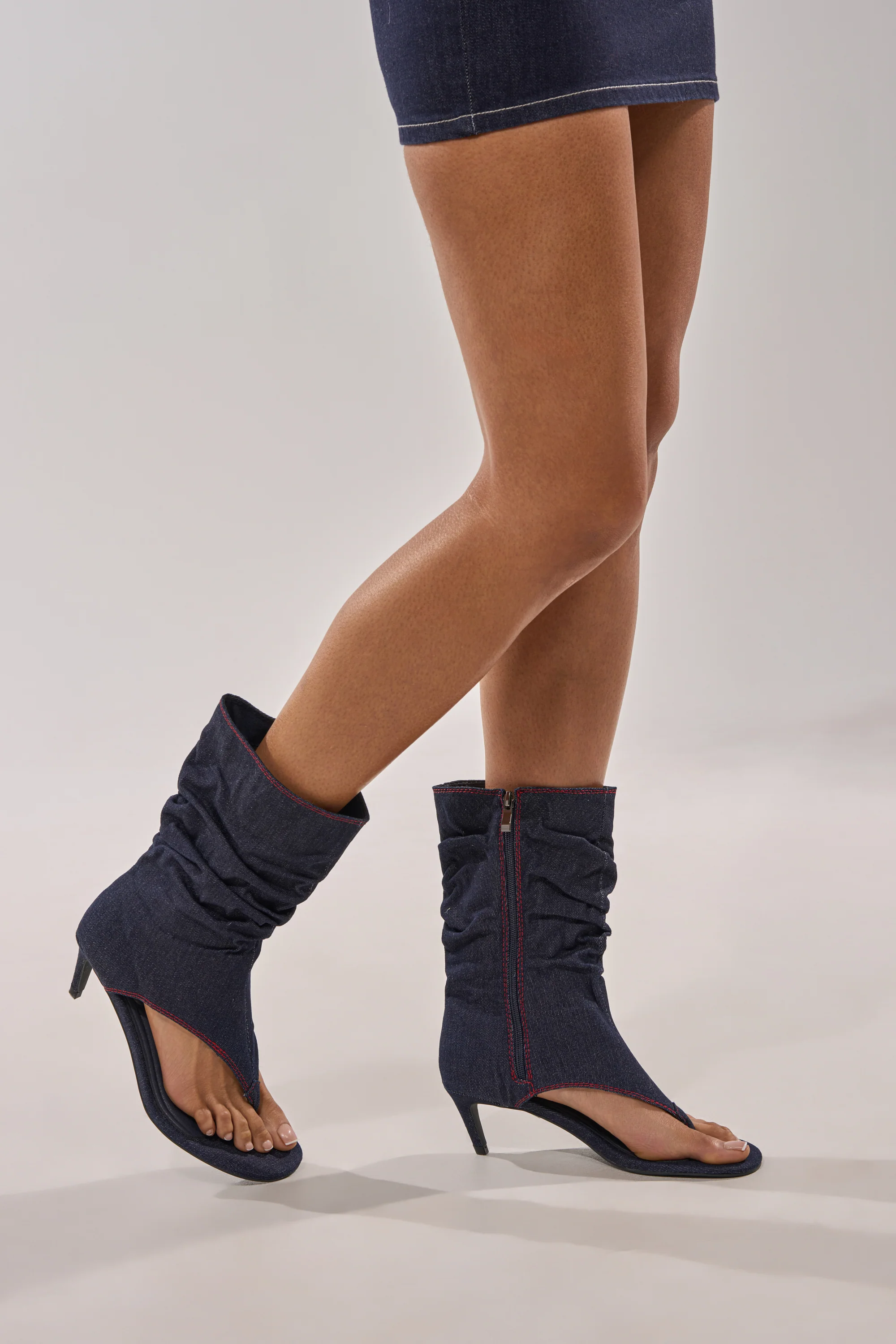 AZALEA WANG NIAMH DENIM GLADIATOR KITTEN HEEL SANDAL - Image 5