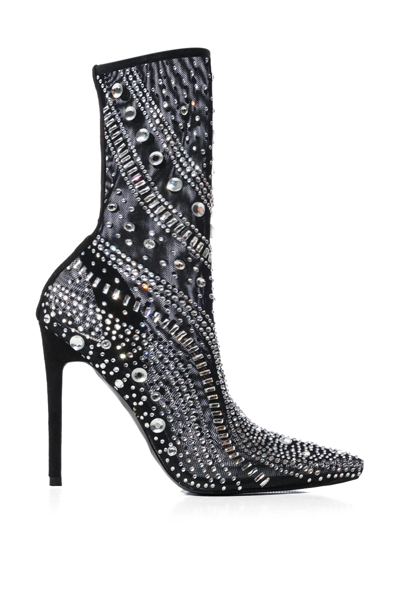 AZALEA WANG OPRY BLACK EMBELLISHED MESH BOOTIE - Image 5