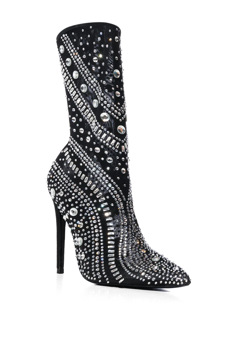 AZALEA WANG OPRY BLACK EMBELLISHED MESH BOOTIE - Image 6