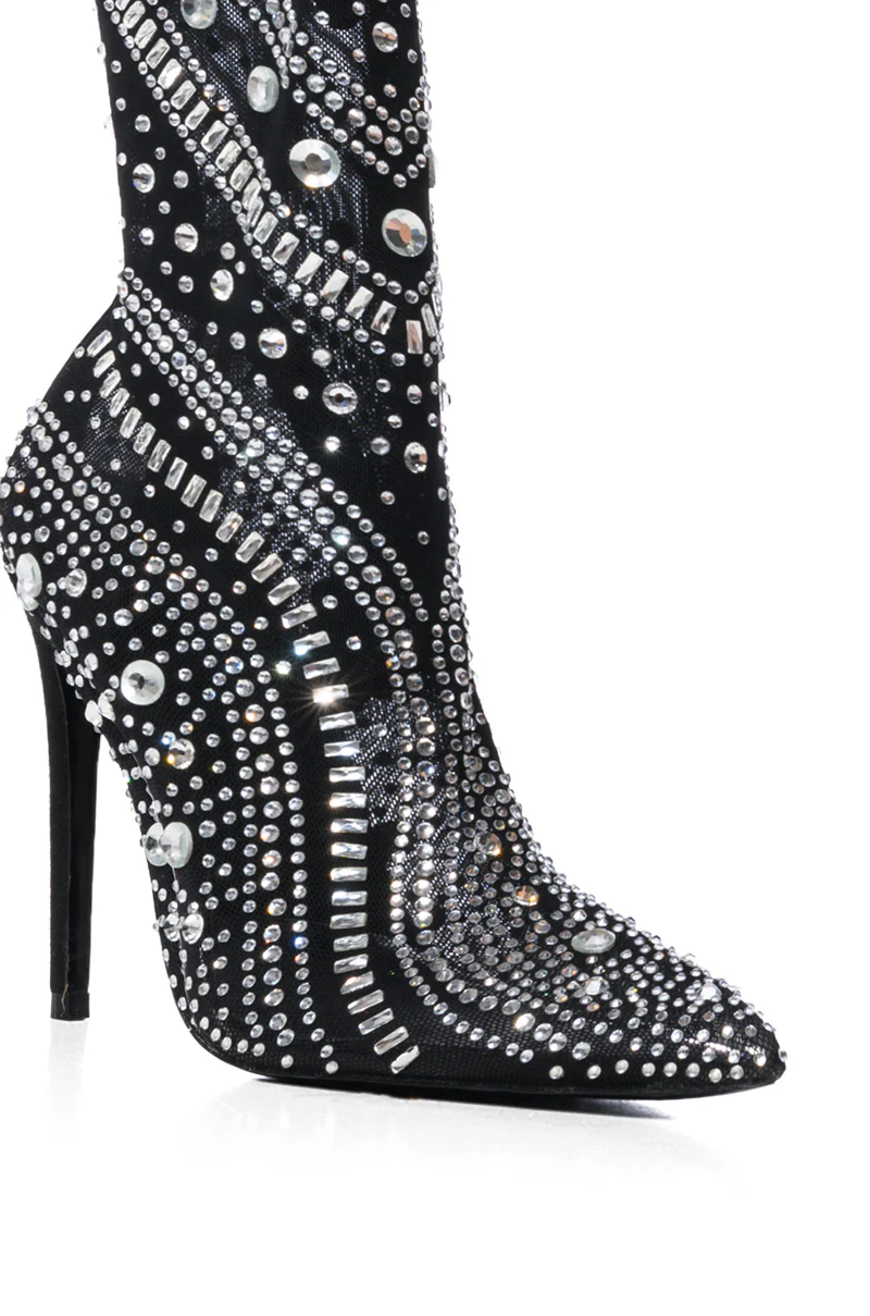 AZALEA WANG OPRY BLACK EMBELLISHED MESH BOOTIE - Image 8