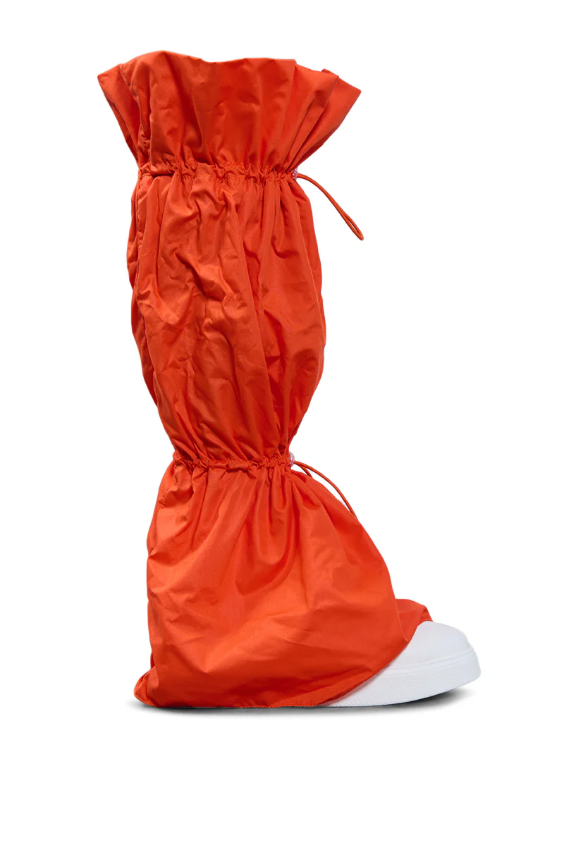AZALEA WANG OSWIN ORANGE CINCHED NYLON BOOTIE - Image 3