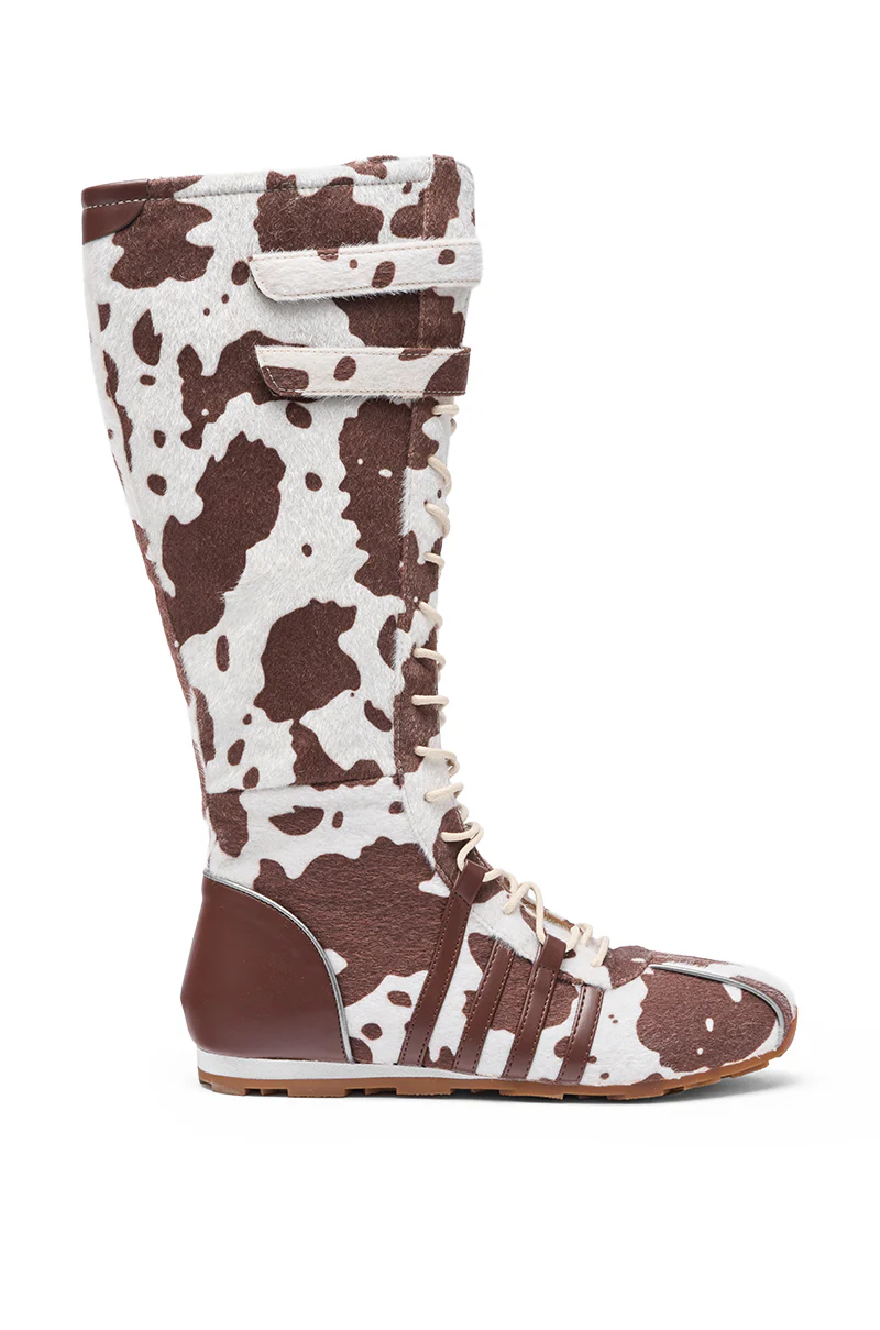AZALEA WANG OZZY BROWN MULTI FLAT KNEE HIGH SNEAKER - Image 4