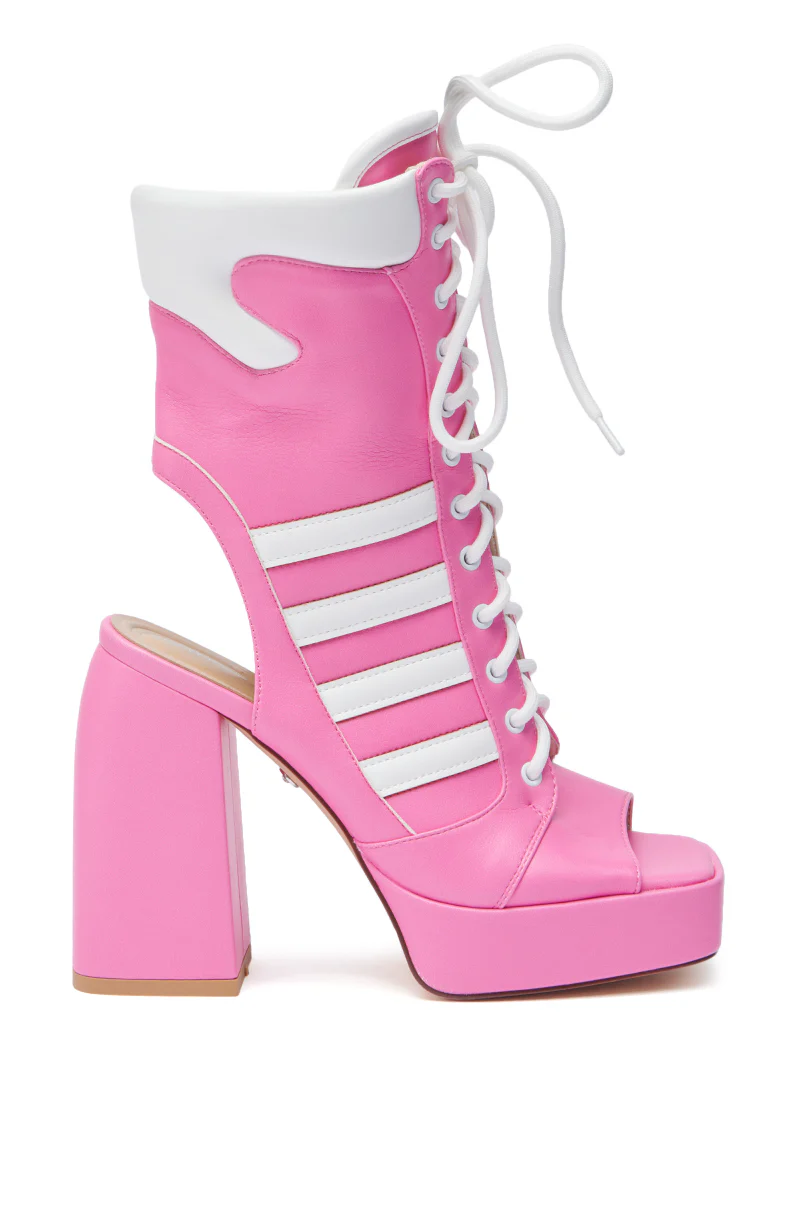 AZALEA WANG PAMINA PINK OPEN TOE SPORTY BOOTIE - Image 4