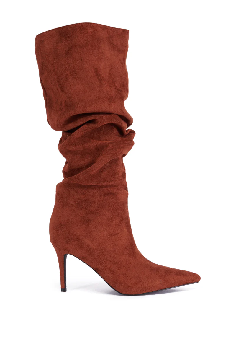 AZALEA WANG PAVETTA BROWN FAUX SUEDE SLOUCH BOOT - Image 5