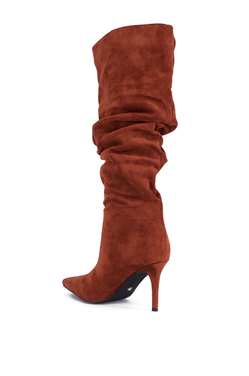 AZALEA WANG PAVETTA BROWN FAUX SUEDE SLOUCH BOOT - Image 7