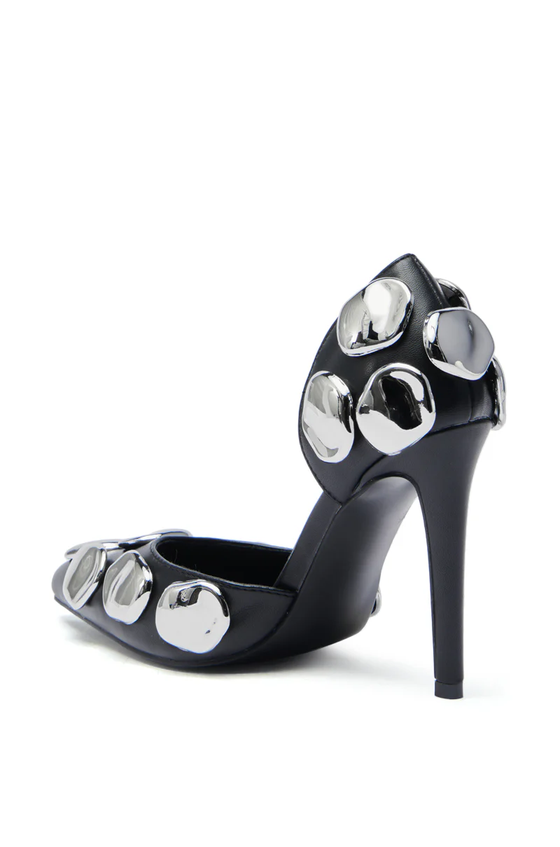 AZALEA WANG PERLE BLACK WITH SILVER METAL EMBELLISHMENT PUMP - Image 5