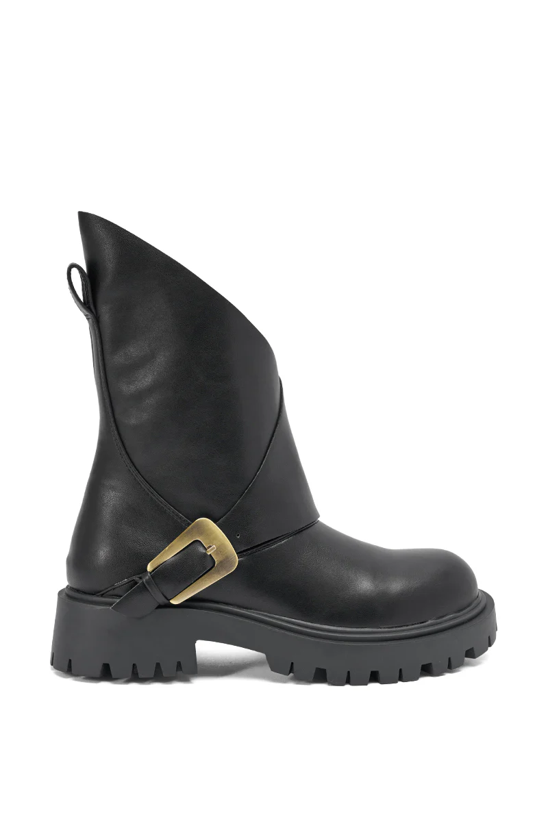 AZALEA WANG PHRIXUS BLACK CHUNKY SHORT SHAFT PU BOOT - Image 4