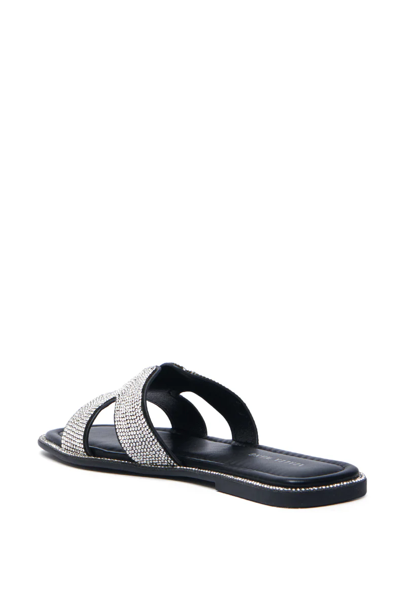 AKIRA PRINCESS PEACHY BLACK SLIP ON EMBELLISHED SANDAL - Image 4
