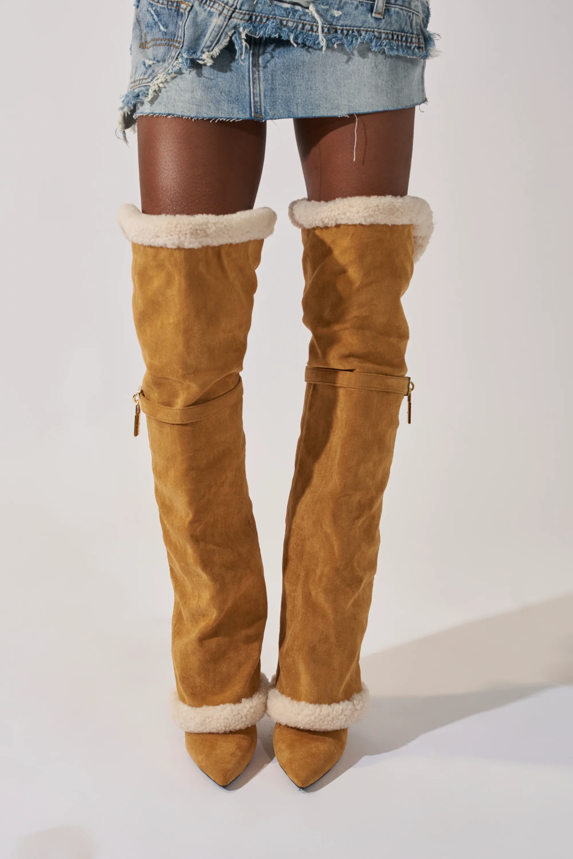 AZALEA WANG RACHANA TAN SHERPA STILETTO BOOT - Image 2