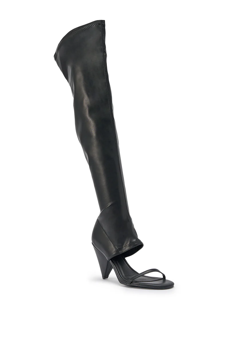 AZALEA WANG RAGNAR BLACK CHUNKY STRETCH PU OVER THE KNEE BOOT - Image 6