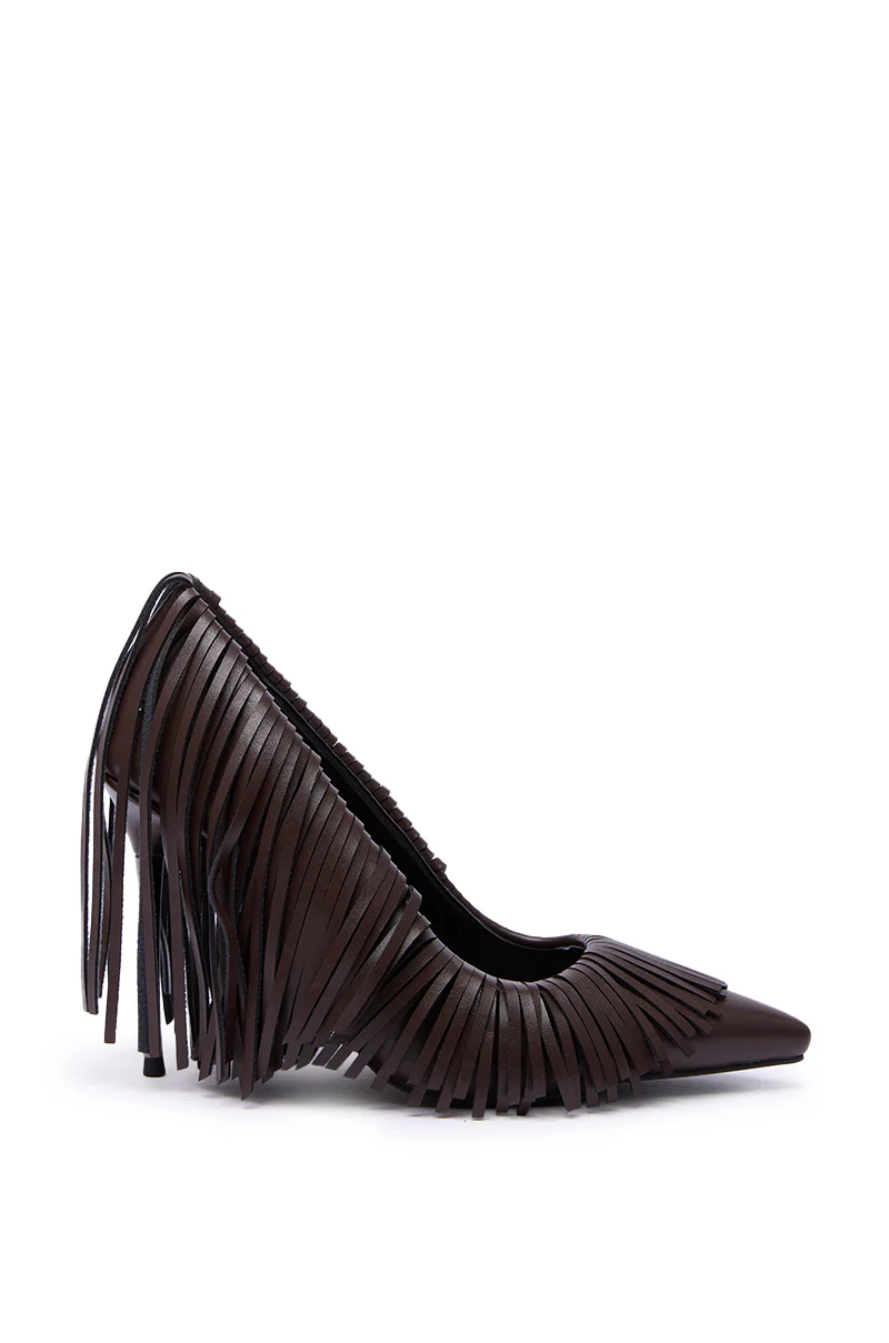 AZALEA WANG RALPH CHOCOLATE FRINGE CLASSIC PUMP - Image 5
