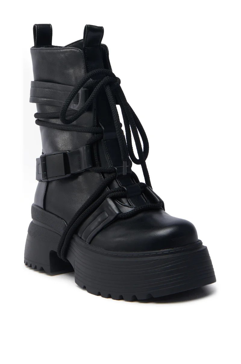 AZALEA WANG ROISIN BLACK COMBAT BOOTIE - Image 5