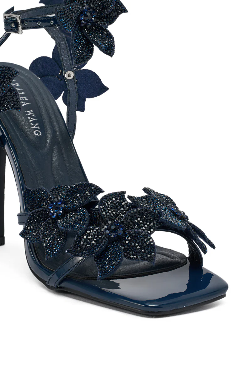 AZALEA WANG ROMI RHINESTONE EMBELLISHED NAVY DRESSY SANDAL - Image 10
