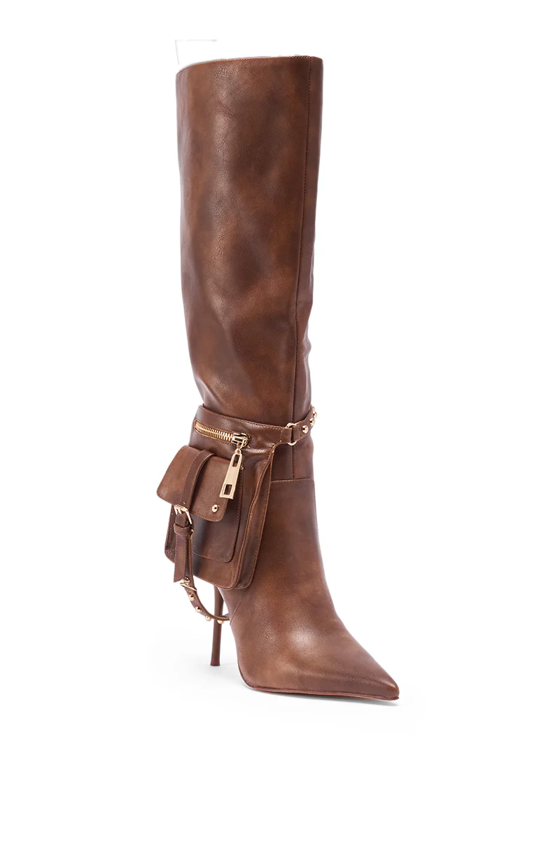 AZALEA WANG RONDEL BROWN DISTRESSED STILETTO BOOT - Image 5
