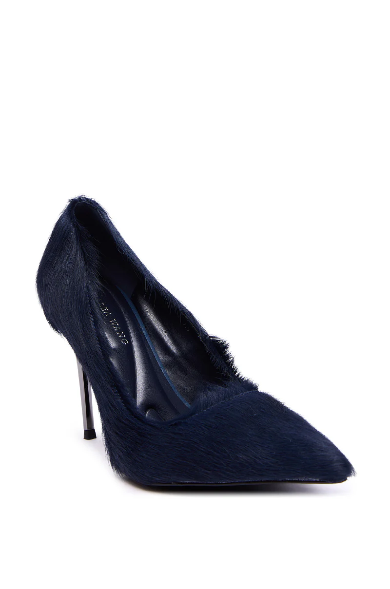 AZALEA WANG ROSEE NAVY PONY HAIR PUMP - Image 7