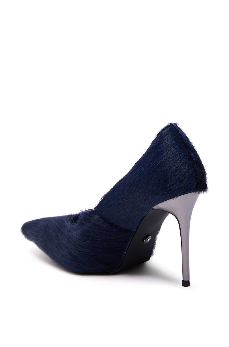 AZALEA WANG ROSEE NAVY PONY HAIR PUMP - Image 8