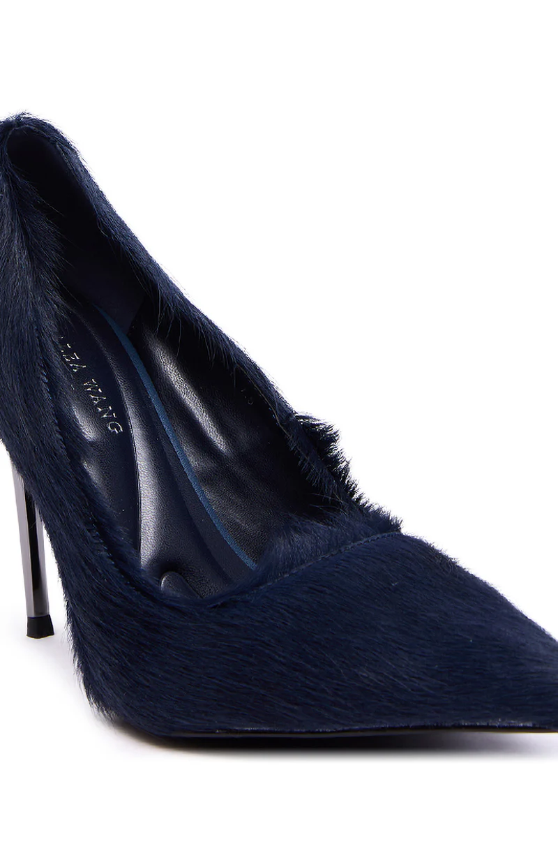 AZALEA WANG ROSEE NAVY PONY HAIR PUMP - Image 9