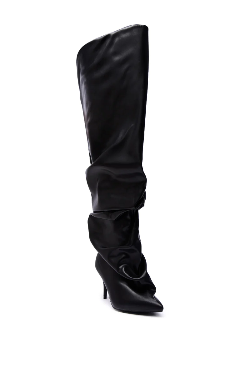 AZALEA WANG RUBIUS BLACK EXTREME RUCHED BOOT - Image 4