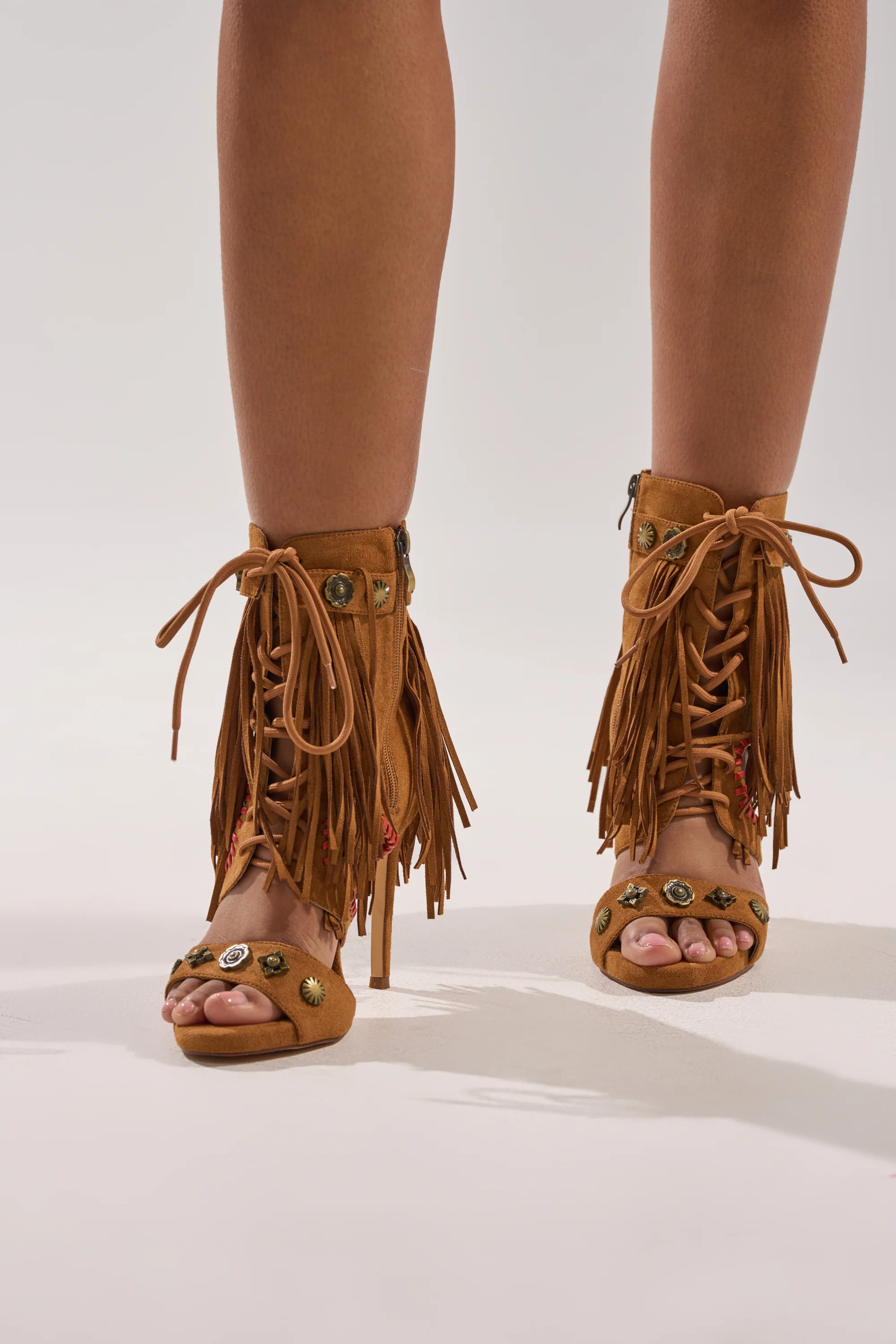AZALEA WANG SALGADO FRINGE GLADIATOR STILETTO SANDAL - Image 2