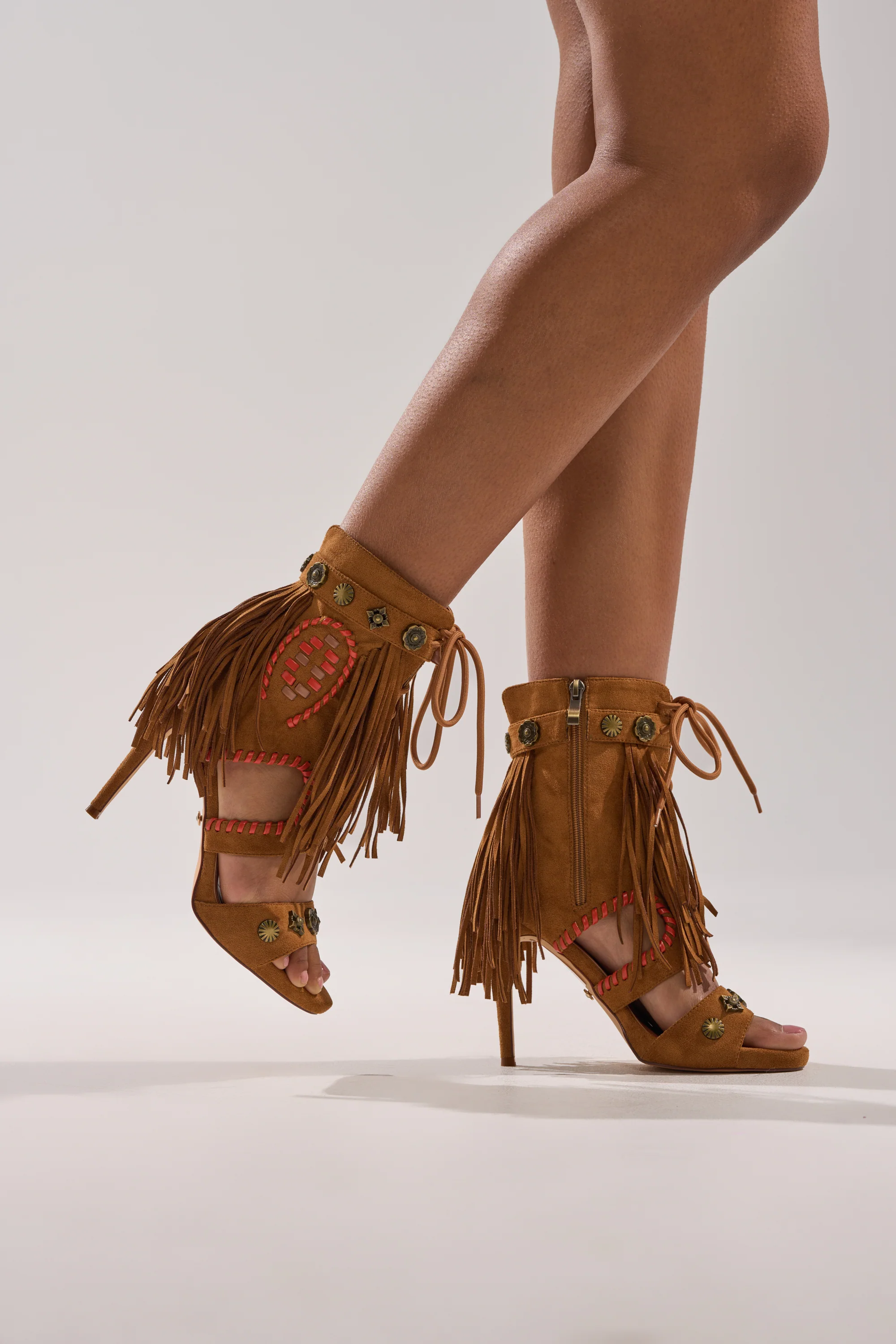 AZALEA WANG SALGADO FRINGE GLADIATOR STILETTO SANDAL - Image 3