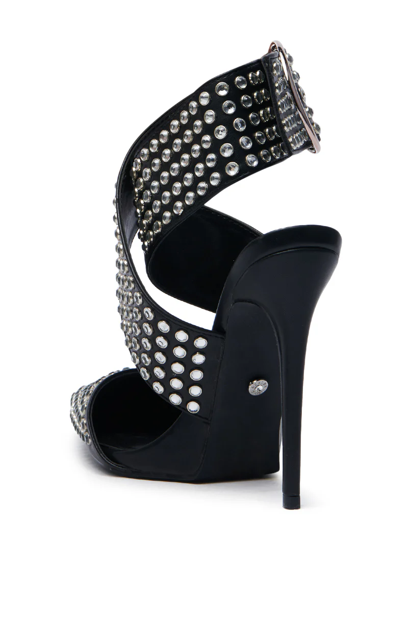 AZALEA WANG SALVIA BLACK RHINESTONE BELTED PUMP - Image 6