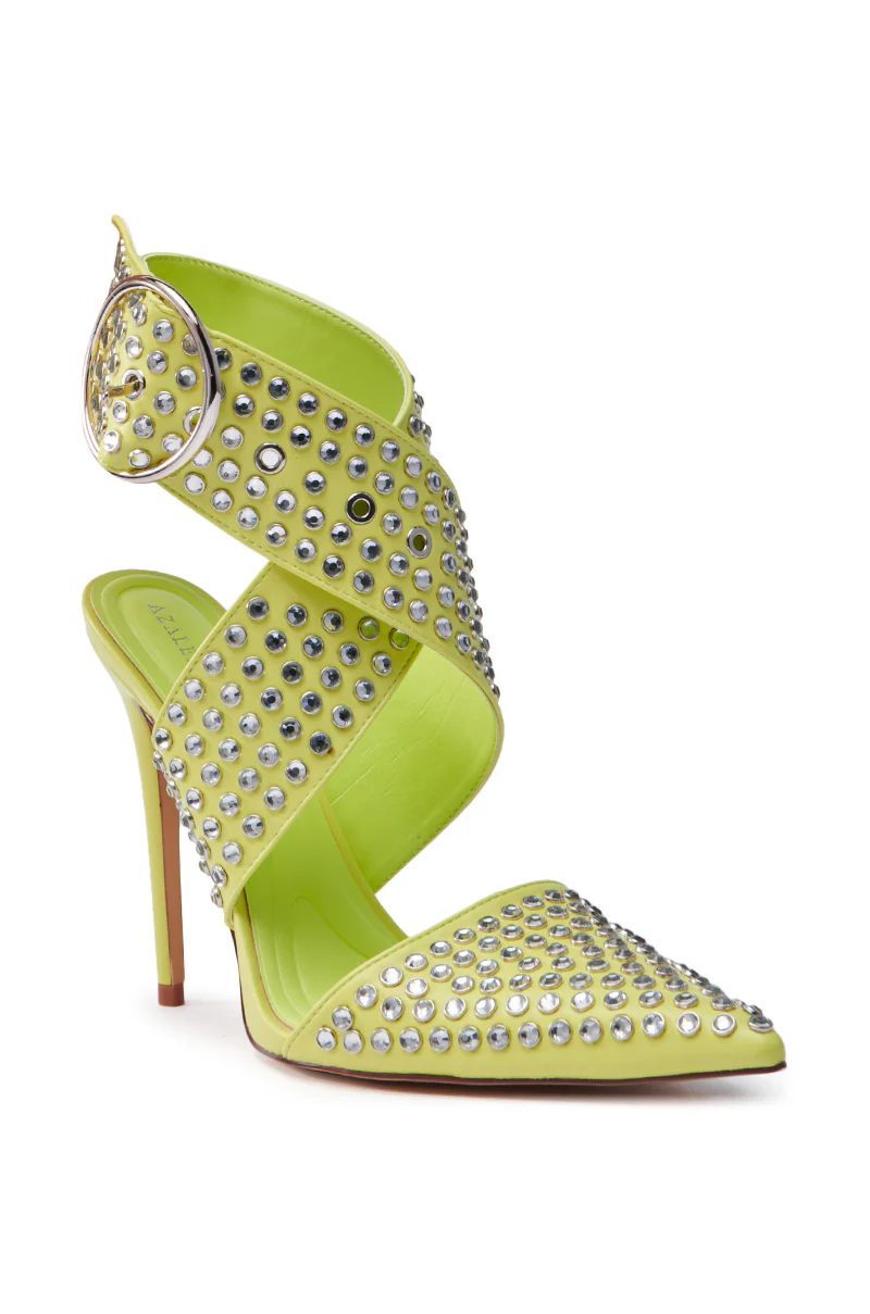 AZALEA WANG SALVIA LIME STUDDED STILETTO PUMP - Image 5