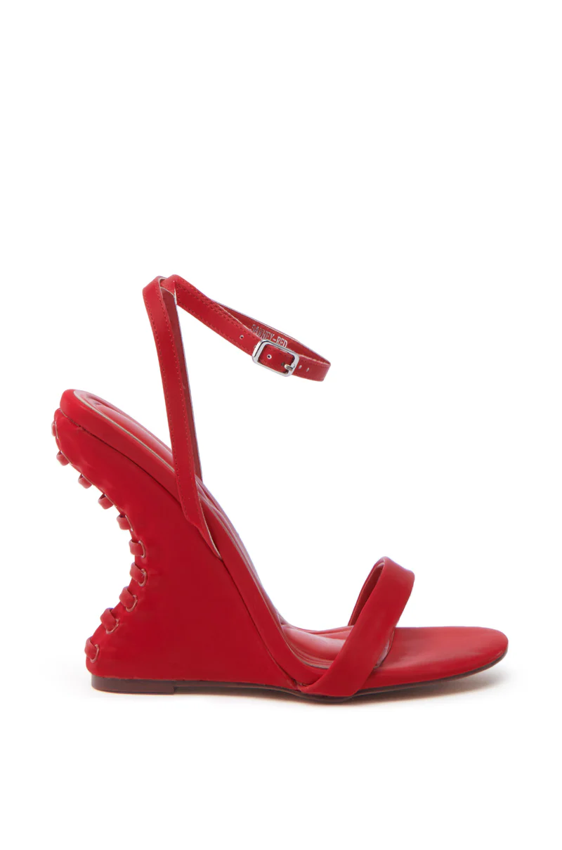 AZALEA WANG SAWNEY RED LACE UP PATENT SANDAL - Image 3