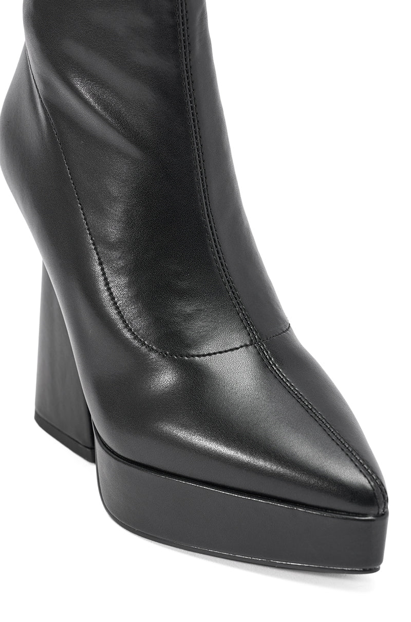 AZALEA WANG SAXTON BLACK PU CHUNKY POINTED TOE BOOTIE - Image 8