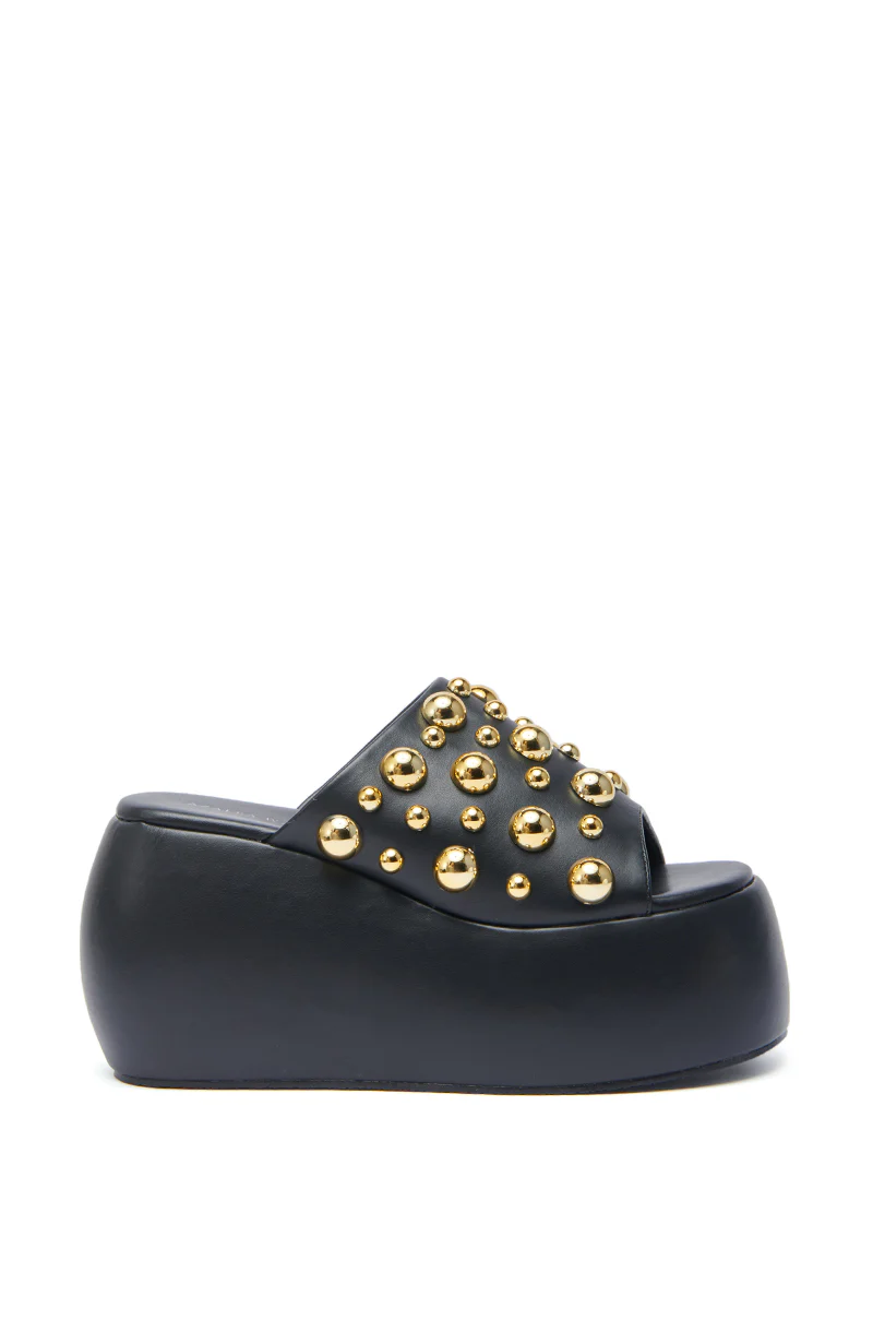 AZALEA WANG SERGO BLACK EMBELLISHED CHUNKY SANDAL - Image 4