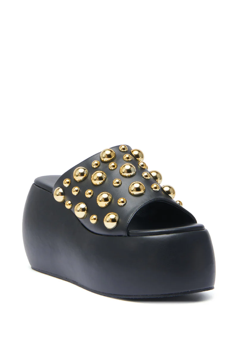 AZALEA WANG SERGO BLACK EMBELLISHED CHUNKY SANDAL - Image 5