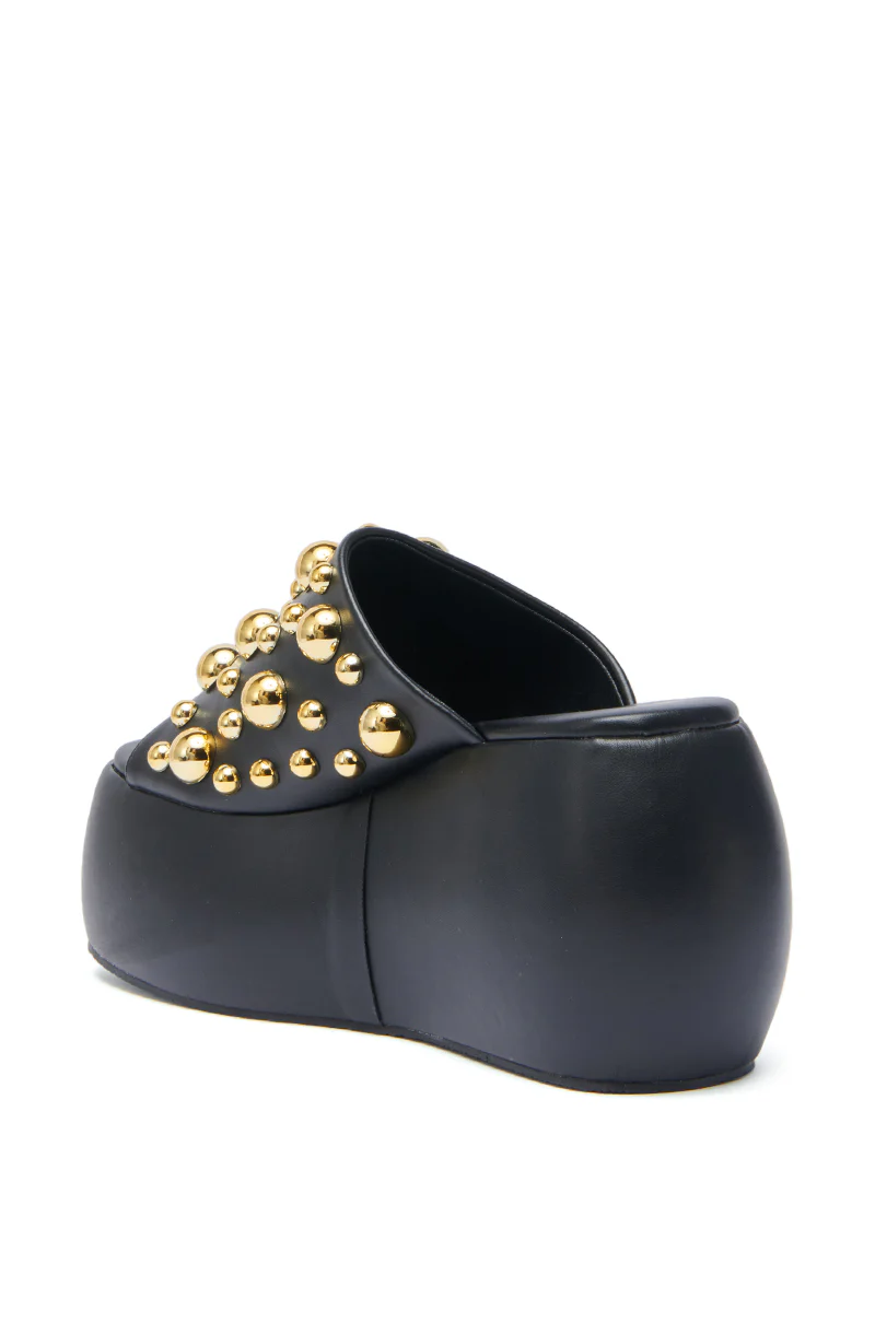 AZALEA WANG SERGO BLACK EMBELLISHED CHUNKY SANDAL - Image 6