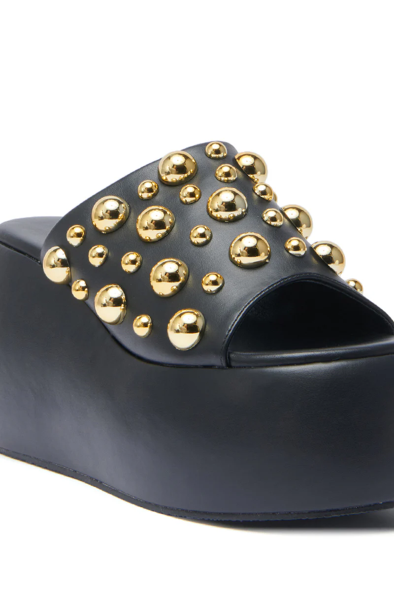 AZALEA WANG SERGO BLACK EMBELLISHED CHUNKY SANDAL - Image 7