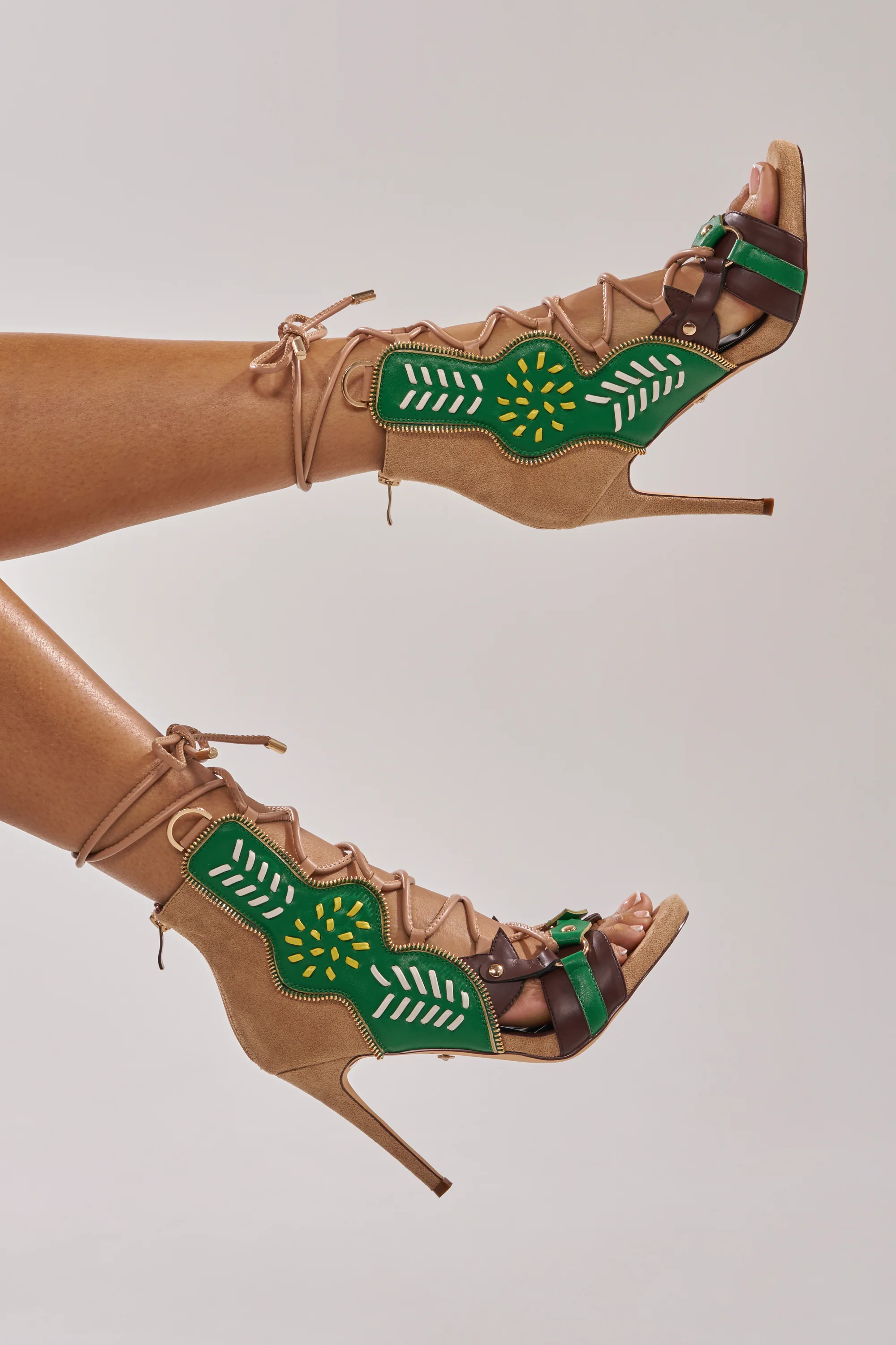 AZALEA WANG SHAINIA GREEN MULTI STILETTO SANDAL - Image 6