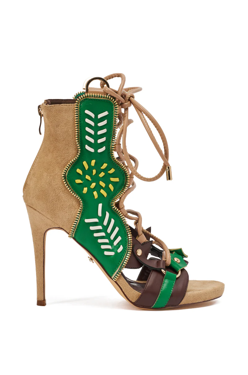 AZALEA WANG SHAINIA GREEN MULTI STILETTO SANDAL - Image 7