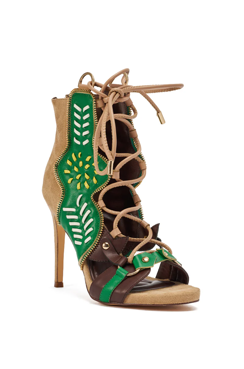 AZALEA WANG SHAINIA GREEN MULTI STILETTO SANDAL - Image 8