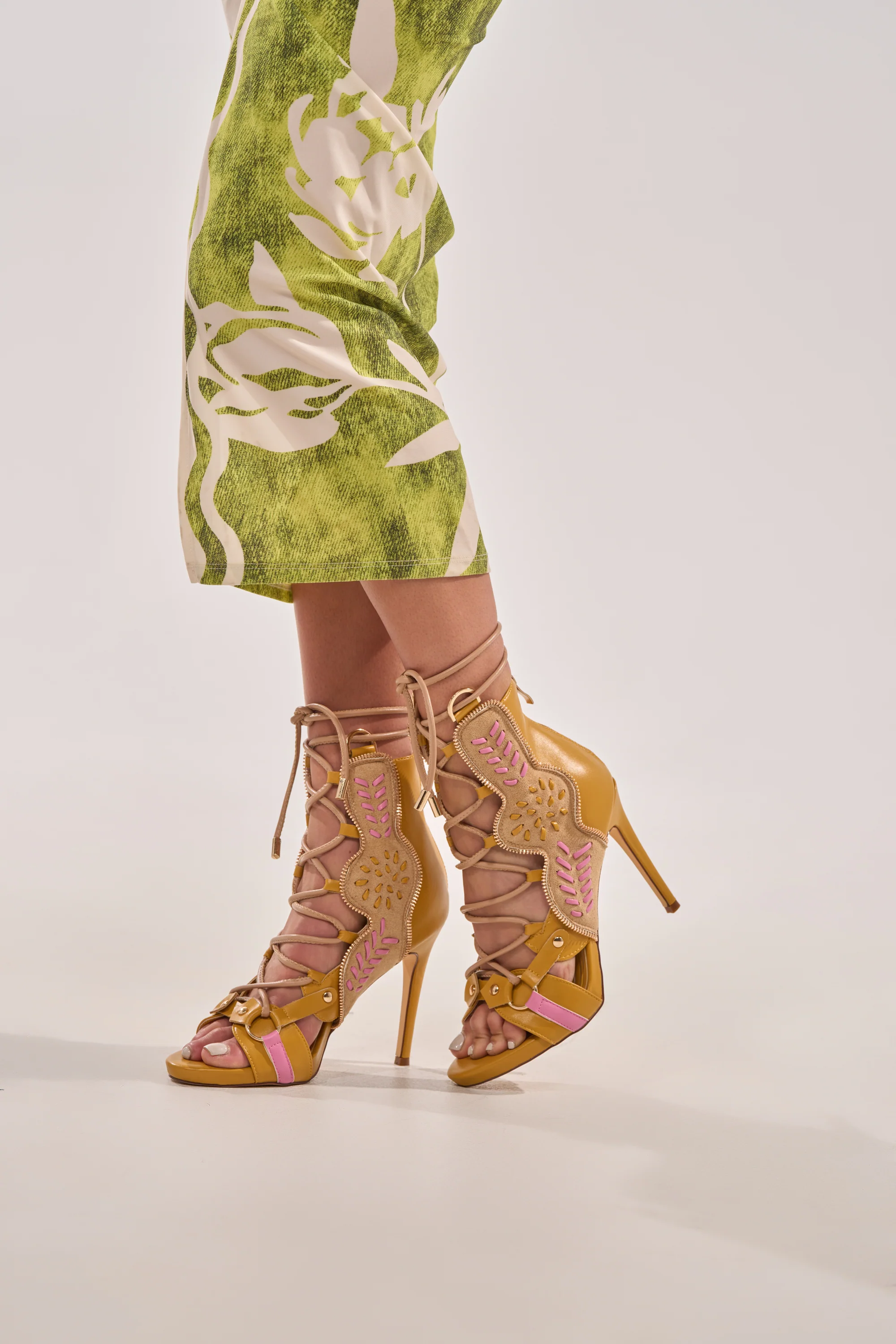 AZALEA WANG SHAINIA MUSTARD MULTI STILETTO SANDAL - Image 10